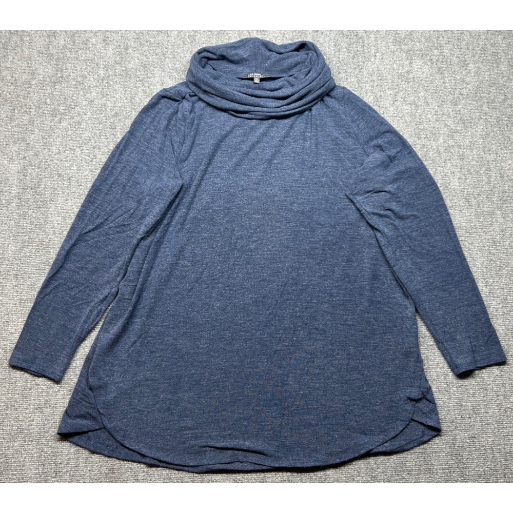 Lisa Rinna Collection Tunic Top Womens XL Blue Long Sleeve Cowl Neck Stretch New